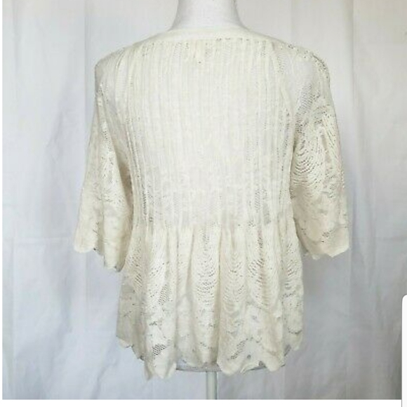 Anthropologie Meadow Rue Cream Lace Flare Top Smal - Picture 3 of 5